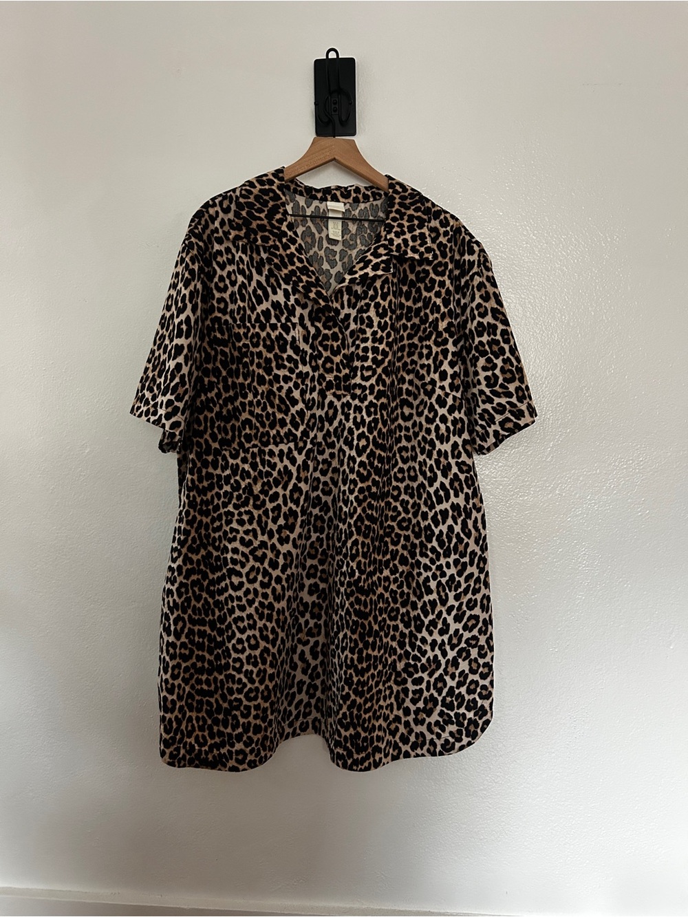 Leopard Print Shirt Dress with chest pockets